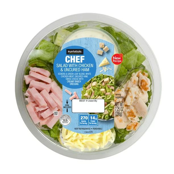Marketside Chef Salad with Chicken and Uncured Ham, 7.25 oz Bowl - Walmart.com | Walmart (US)