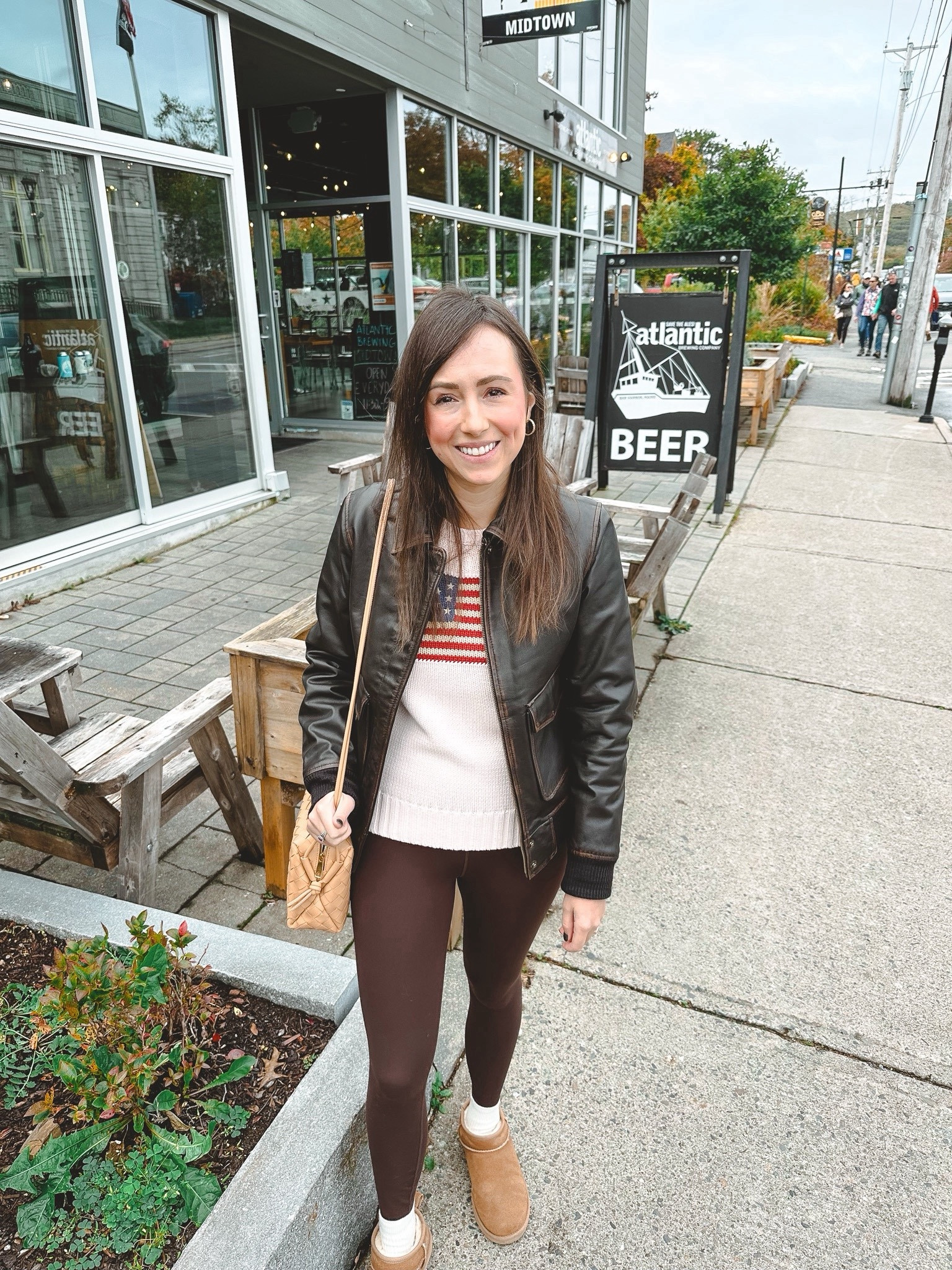 Leather moto bomber jacket (medium), Ralph Lauren flag sweater (small), varley leggings (xs)



#LTKSeasonal #LTKstyletip #LTKfindsunder100