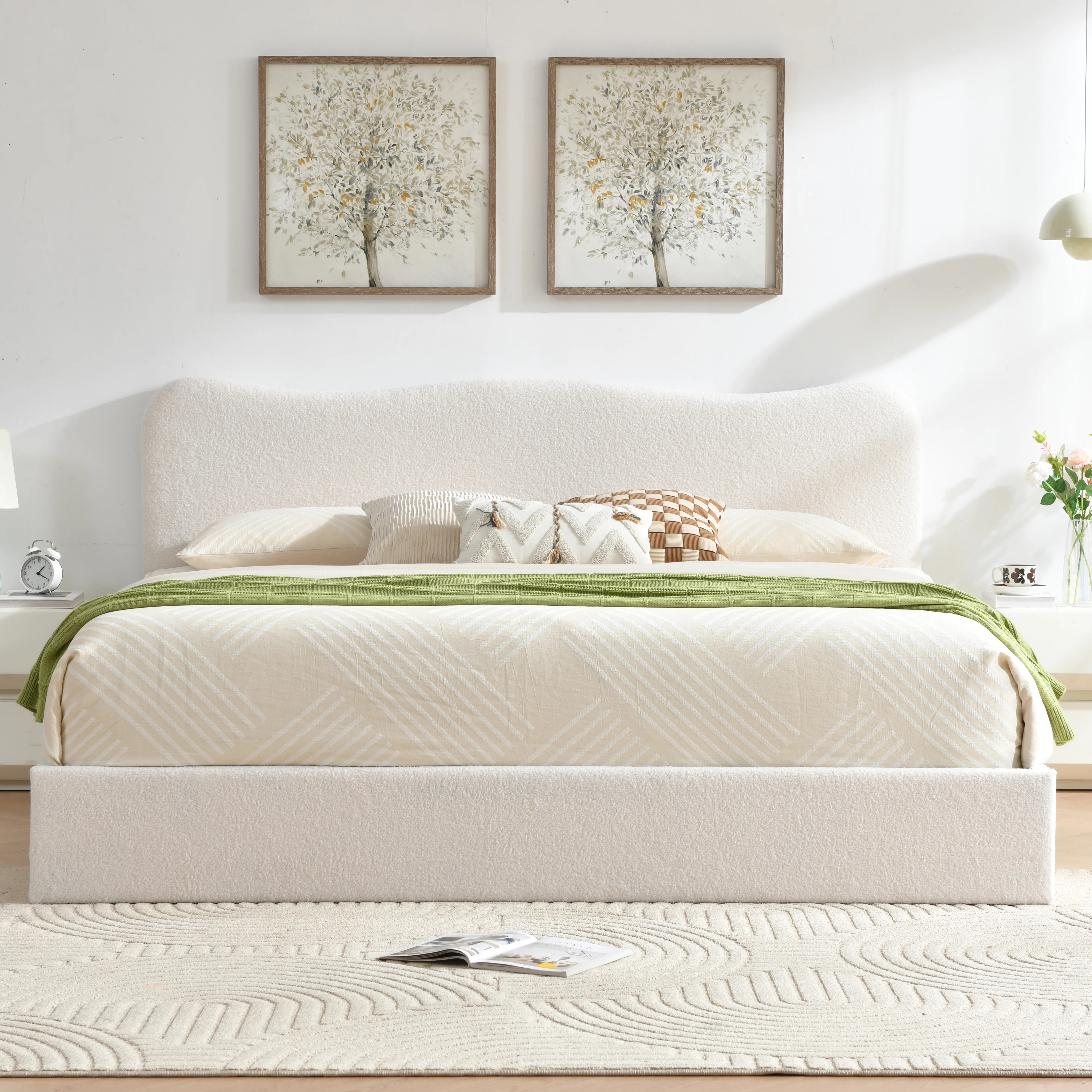 Bensu Boucle Hydraulic Lift Up Storage Upholstered Platform Bed | Wayfair North America