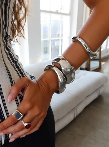 Hot Gossip Cuff Set Silver | Princess Polly US