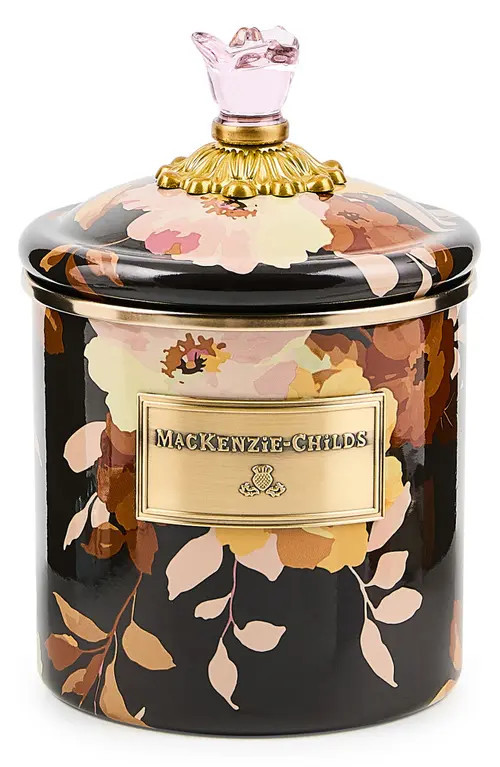 MACKENZIE CHILDS Wild Rose Small Enameled Steel Canister in Brown at Nordstrom | Nordstrom