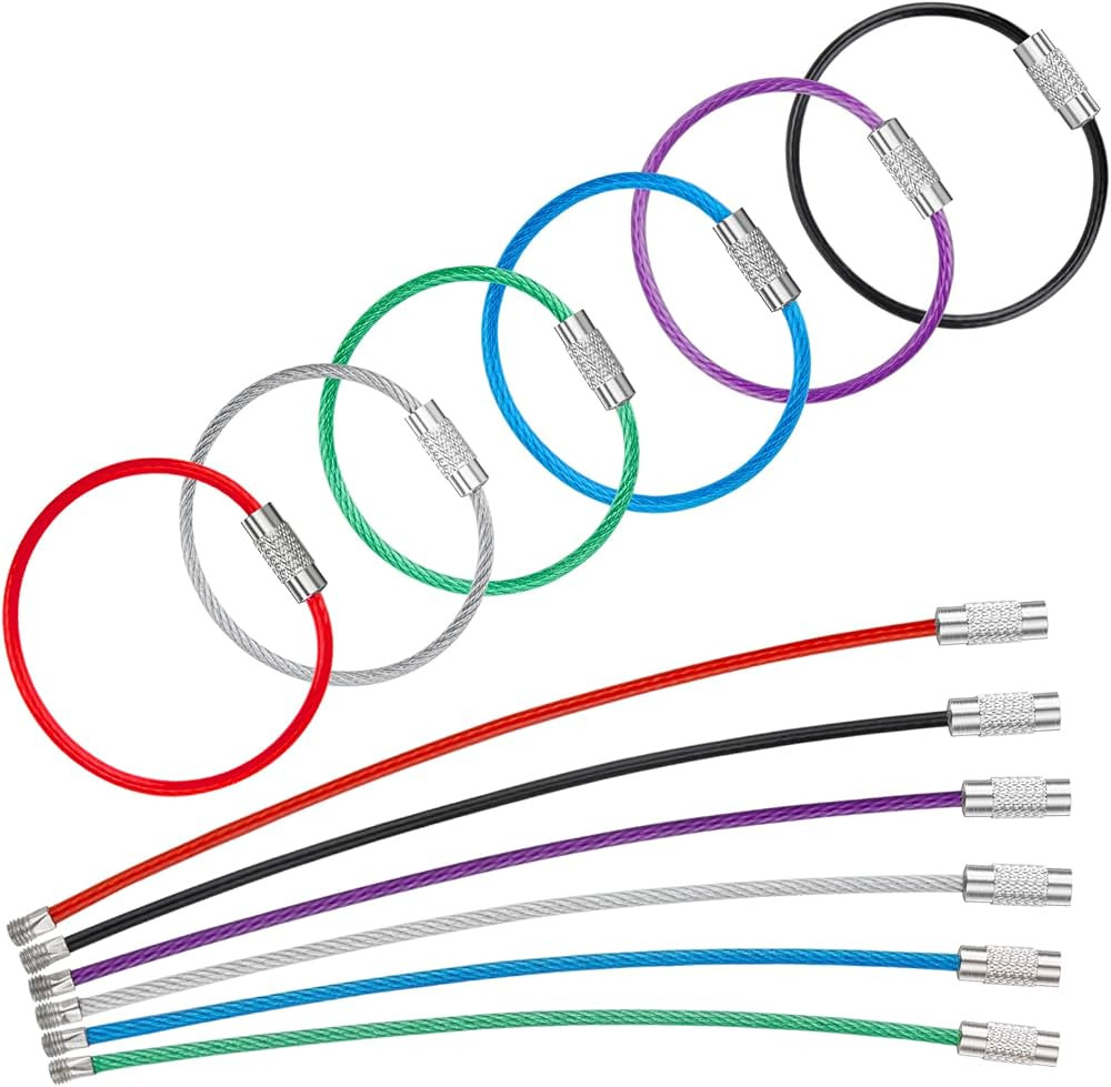 Uniclife 4 Inch/ 6 Inch Wire Keychain Cable Large Stainless Steel Key Ring Loop Holder for Luggag... | Amazon (US)