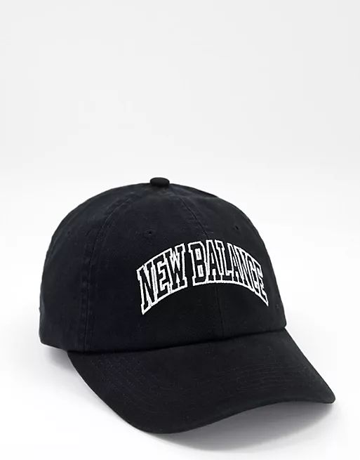New Balance Collegiate logo baseball cap in black | ASOS (Global)