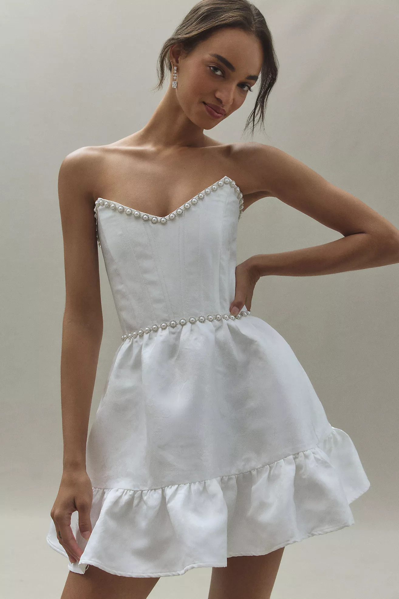 V. Chapman Evie Strapless Fit & Flare Brocade Mini Dress | Anthropologie (US)
