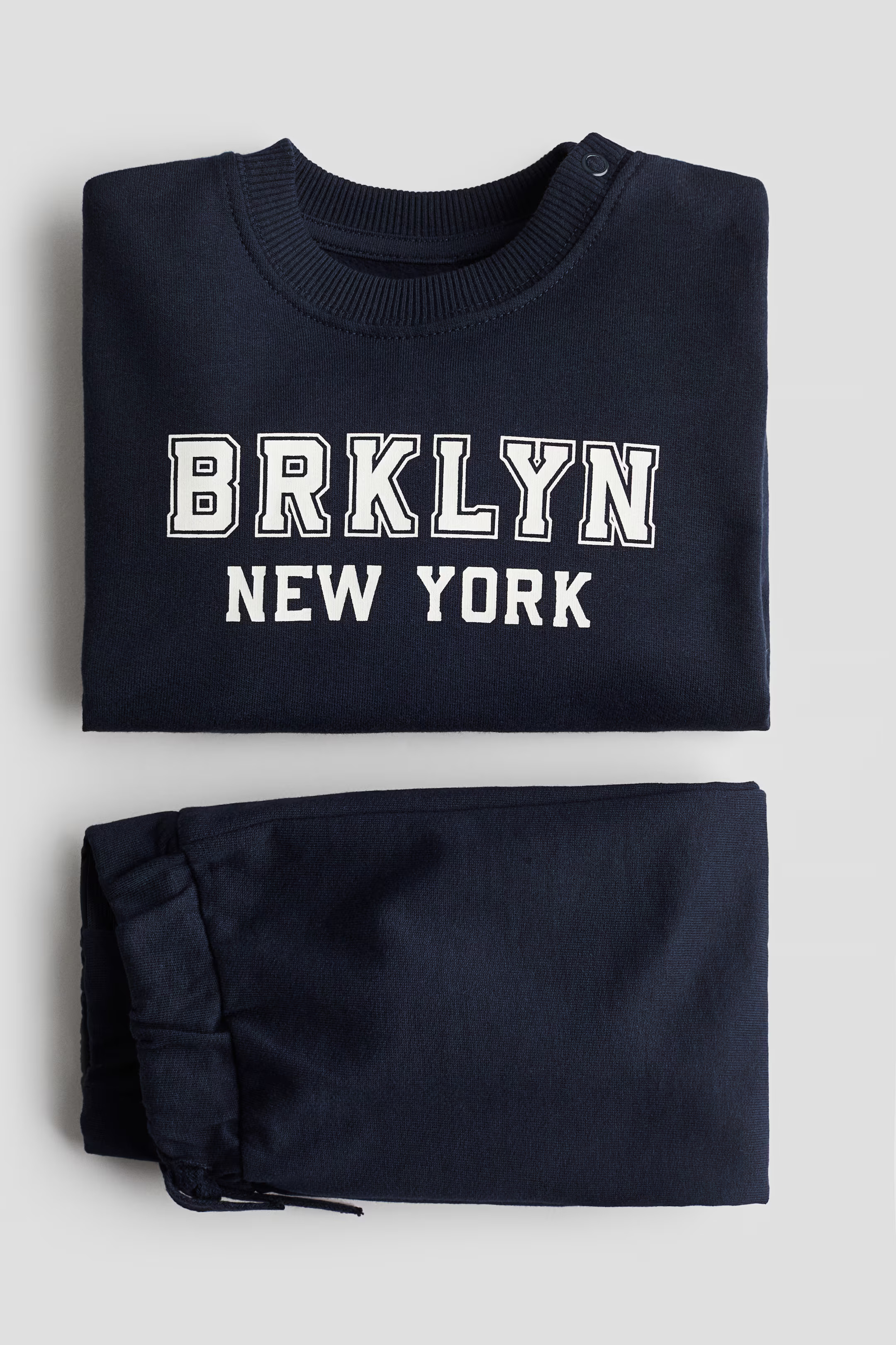 2-piece Sweatsuit - Navy blue/BRKLYN - Kids | H&M US | H&M (US + CA)