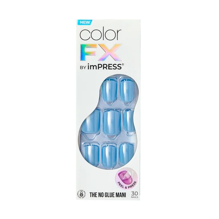 KISS imPRESS Color FX Press-On Nails, No Glue Needed, Blue, Short Square, 33 Ct. - Walmart.com | Walmart (US)
