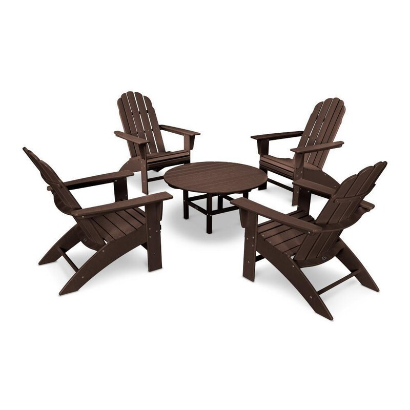 POLYWOOD Vineyard 5 Pc Recycled Plastic Oversized Adirondack Seating Set in Mahogany by - PWS400-1-MA | BBQ Guys