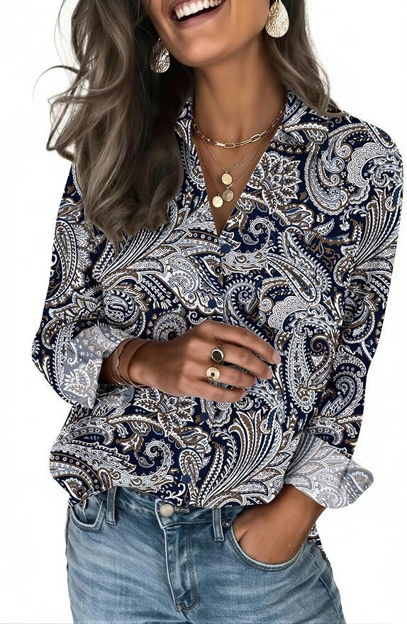 Zeagoo Blouses for Women Long Sleeve Dressy Casual Button Down Shirts | Lady Collared Tops Busine... | Amazon (US)
