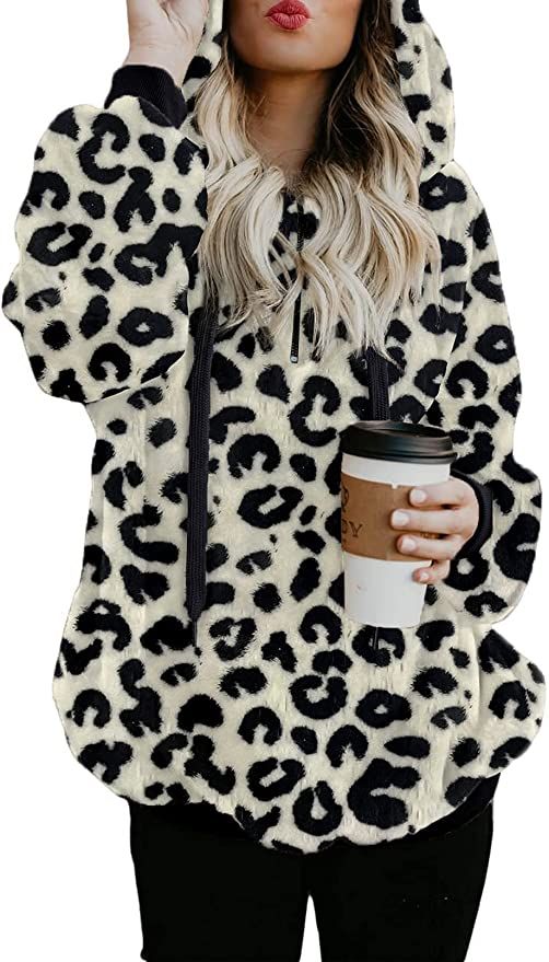Dokotoo Womens 2022 Fashion Fuzzy Warm Casual Loose Hooded Sweatshirt Hoodies with Pockets Outerw... | Amazon (US)