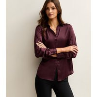Women's Tall Burgundy Satin Shirt New Look | New Look (UK)