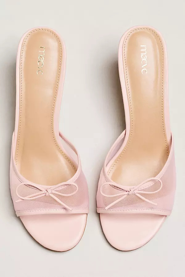 Mesh Bow Mule Heels | Anthropologie (US)