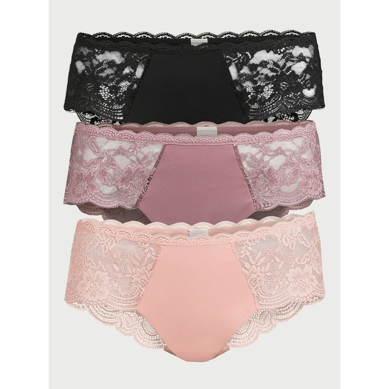 Joyspun Women's Microfiber and Lace Hipster Panties, 3-Pack, Sizes XS to 3XL | Walmart (US)