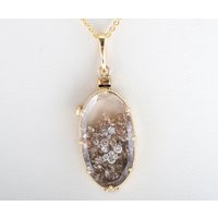 Locket Necklace - 14K Yellow Gold Rock Crystal Quartz Floating Diamond | Etsy (US)