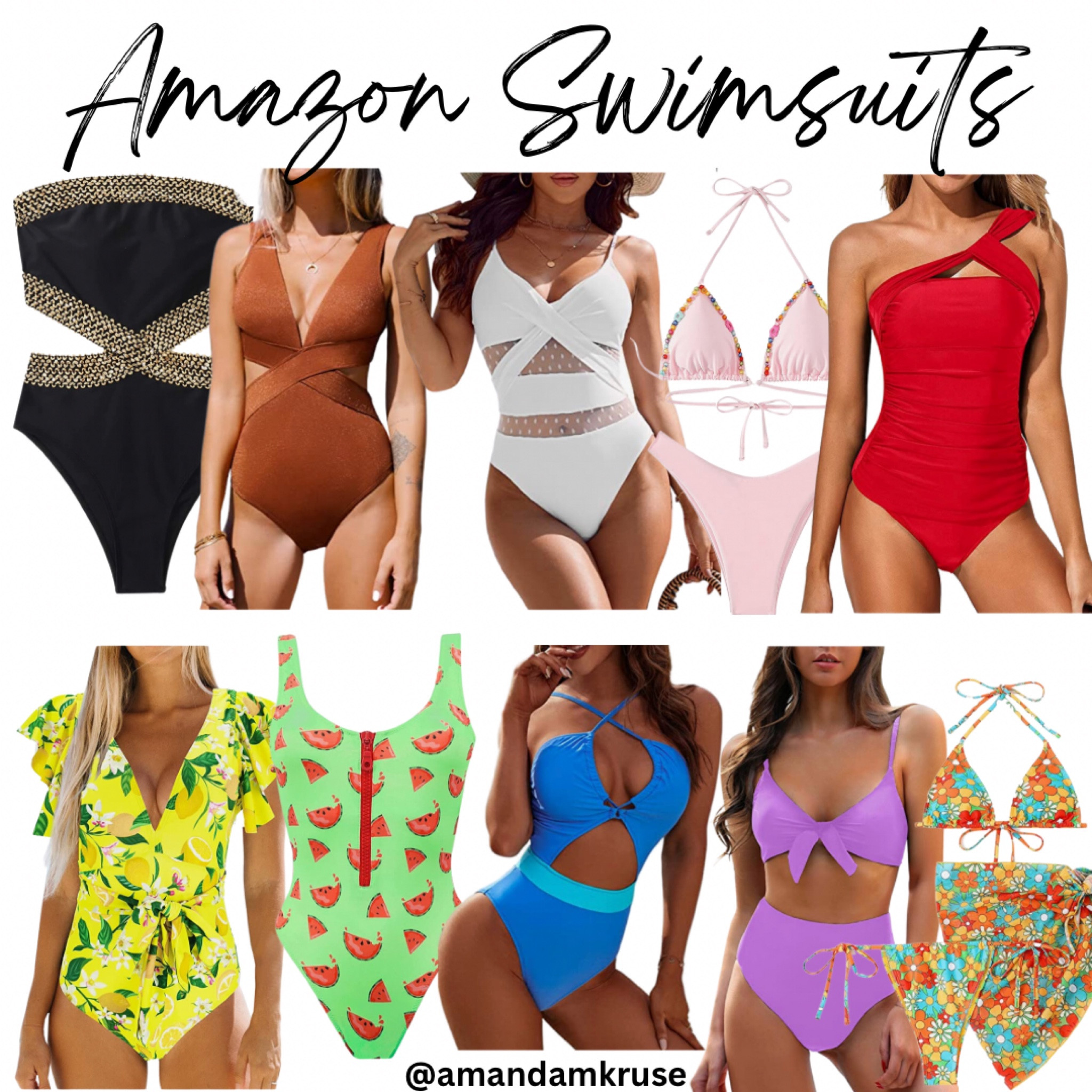 Swimwear. Vacation outfit. Summer outfit. Amazon fashion. One piece swimsuit. Cutout swimsuit. Ruffle swimsuit. Mesh swimsuit. Two piece swimsuit. Bikini.

#LTKunder50 #LTKSeasonal #LTKswim