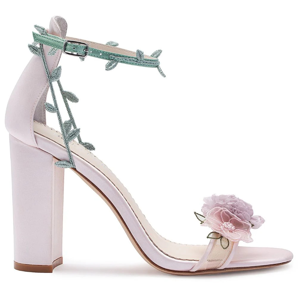 Blush Block Heels with 3D Flowers | Bella Belle Shoes