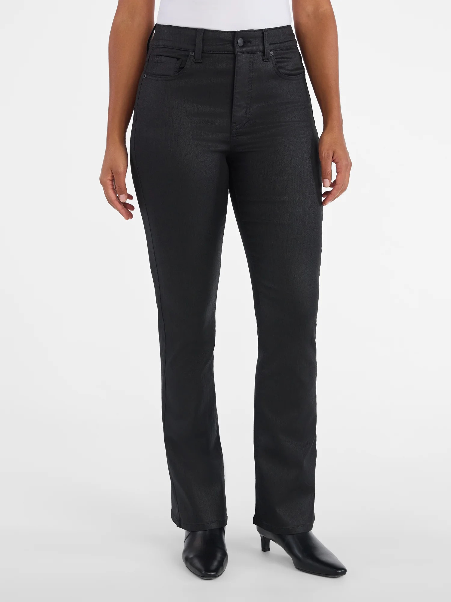 Time and Tru Women's Flare Coated Denim Pants, 30" Inseam, Size 0-20 | Walmart (US)