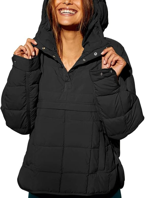 Womens Oversized Puffer Jacket Quilted Dolman Hoodies Pullover Long Sleeve Lightweight Warm Tops ... | Amazon (US)