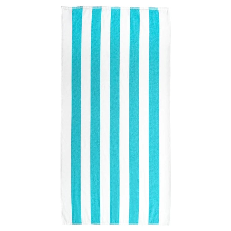 Mainstays Cabana Stripe Cotton Blend Beach Towel, 58" x 28", Teal Splash | Walmart (US)