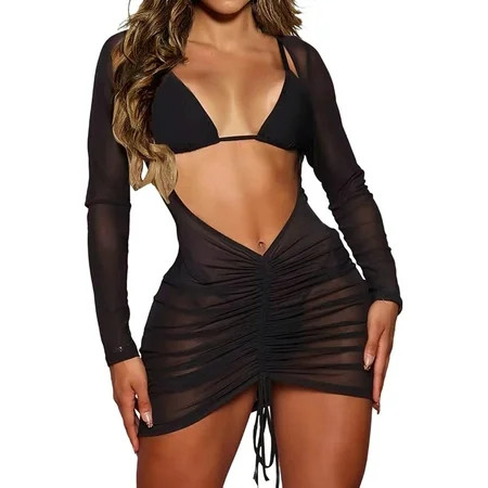 Qufokar Black One Piece Swimsuit Women Bathing Suits Plus Size Womens Swimwear Cover Ups Open Front  | Walmart (US)