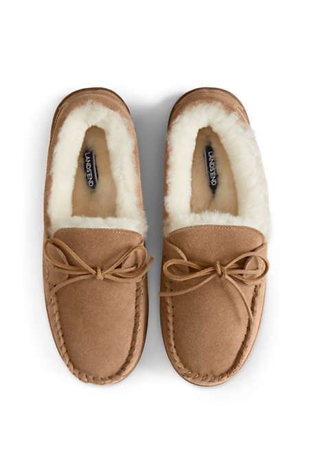 Men's Shearling Moccasin Slippers | Lands' End (US)