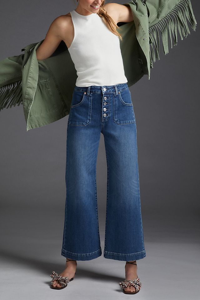 Paige Anessa High-Rise Cropped Wide-Leg Jeans | Anthropologie (US)