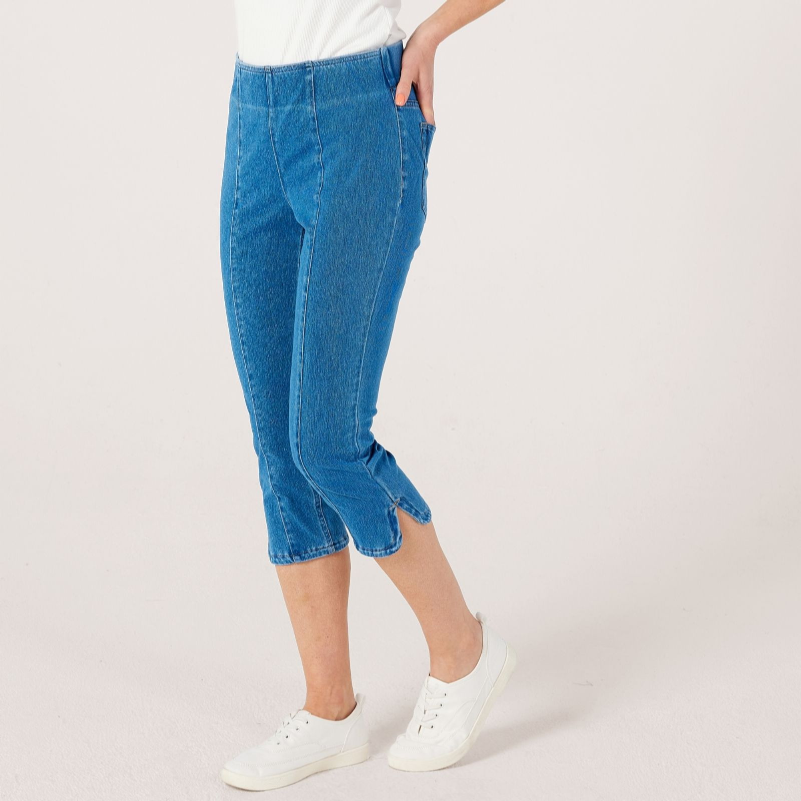 Denim & Co Comfy Knit Capri Trouser Standard | QVC UK