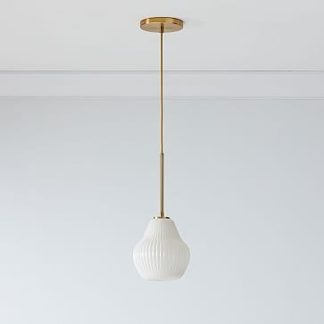 Sculptural Glass Ribbed Pendant - Champagne | West Elm (US)