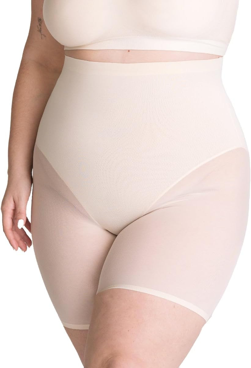 SHAPERMINT Compression Shorts - High Waisted Women Mesh Body Shaper Shorts - Under Dress Shapewear Shorts, No Chub Rub | Amazon (US)