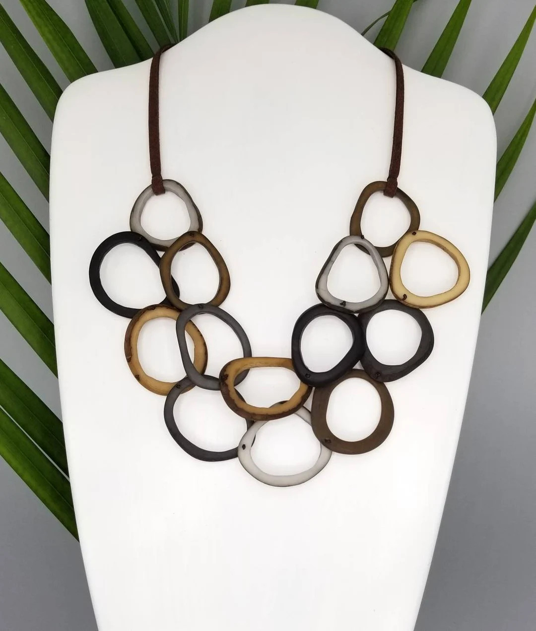 Bold Tagua Nut Statement Necklace in Matt Black Neutrals.  Adjustable Necklace. Eco Friendly Tagu... | Etsy (US)