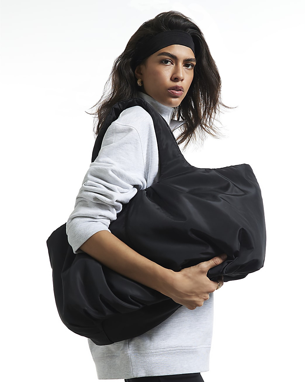 Black Ruched Tote Bag | River Island UK & IE