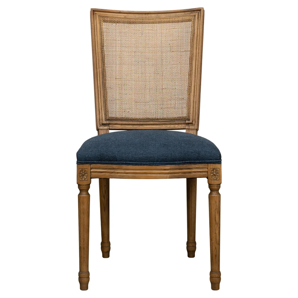 Iona Updated Traditional Brown Cane Wood Dining Chair | Kathy Kuo Home