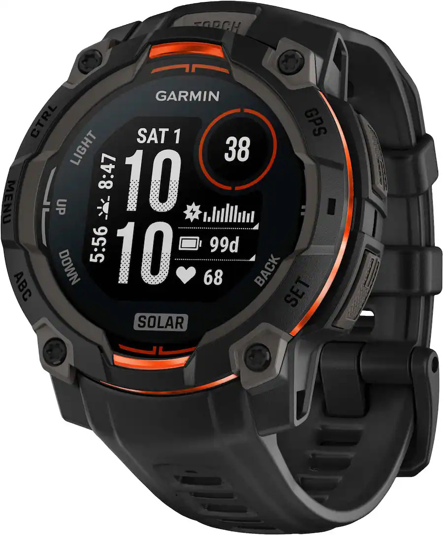 Garmin - Instinct 3 Solar GPS Smartwatch 45 mm Fiber-reinforced Polymer - Black with Black Band -... | Best Buy U.S.