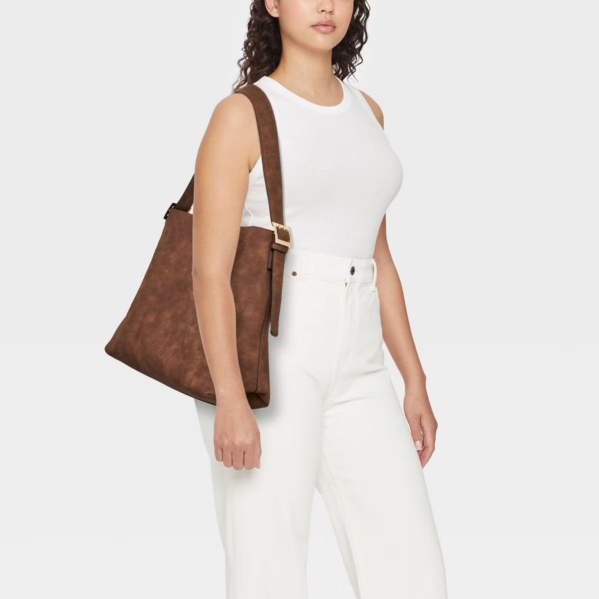 Slouchy Bucket Shoulder Bucket Bag - Universal Thread™ Brown | Target