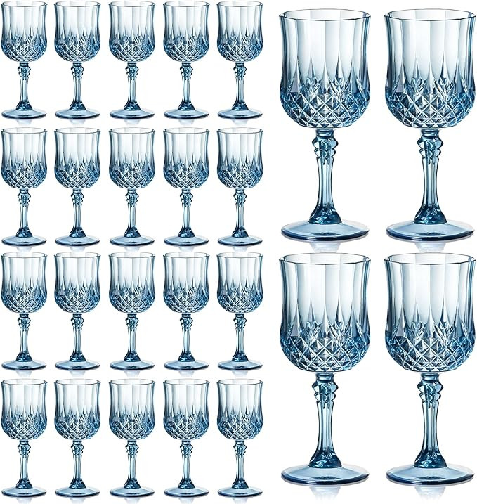 XUWAIDSGN 24 Pcs 7oz Plastic Vintage Wine Glasses Drinking Glasses Unbreakable Wedding Glassware ... | Amazon (US)