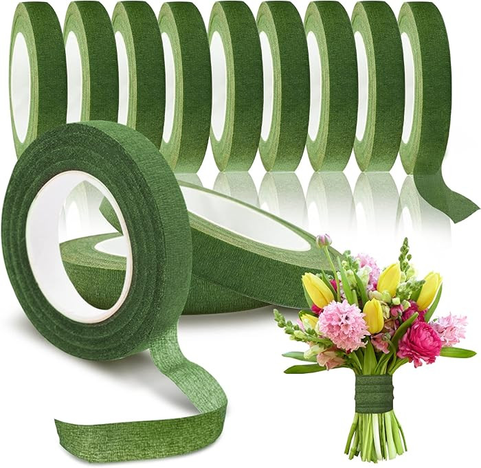 Max Shape 12 Rolls 1/2 Inch 30 Yard Floral Tapes for Bouquet Stem Wrapping, Green Floral Tape for... | Amazon (US)