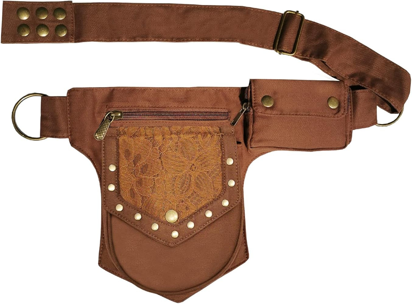 Women Brown Waist Pack, Renaissance Bag Thigh Bag, Light Weight Polyester, Adjustable Waist Belt,... | Amazon (US)