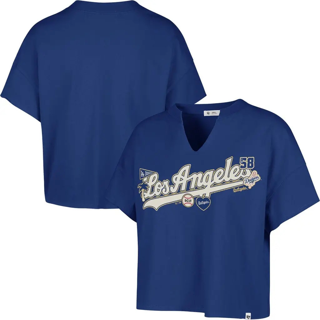 Stoney Clover Lane X '47 Women's '47 x Stoney Clover Lane Royal Los Angeles Dodgers Oversized Notch Neck T-Shirt at Nordstrom, Size Large | Nordstrom
