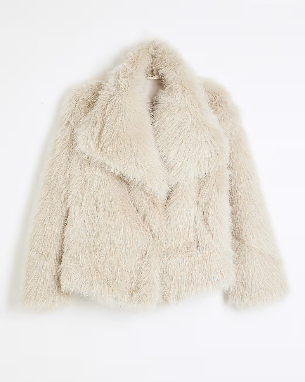 Cream Faux Fur Short Plush Jacket | River Island UK & IE
