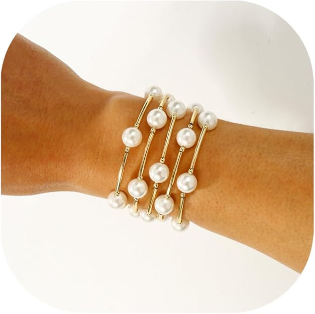 Elegance 11 designs 10mm Crystal White Pearl Blessing Bracelet | Amazon (US)