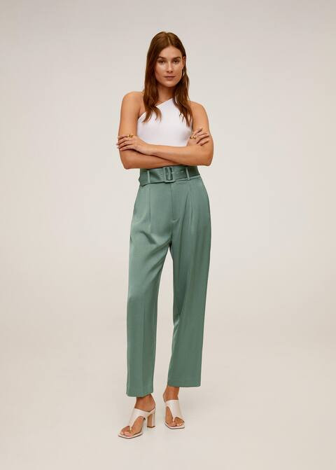 Straight-fit broek met ceintuur | MANGO (NL)
