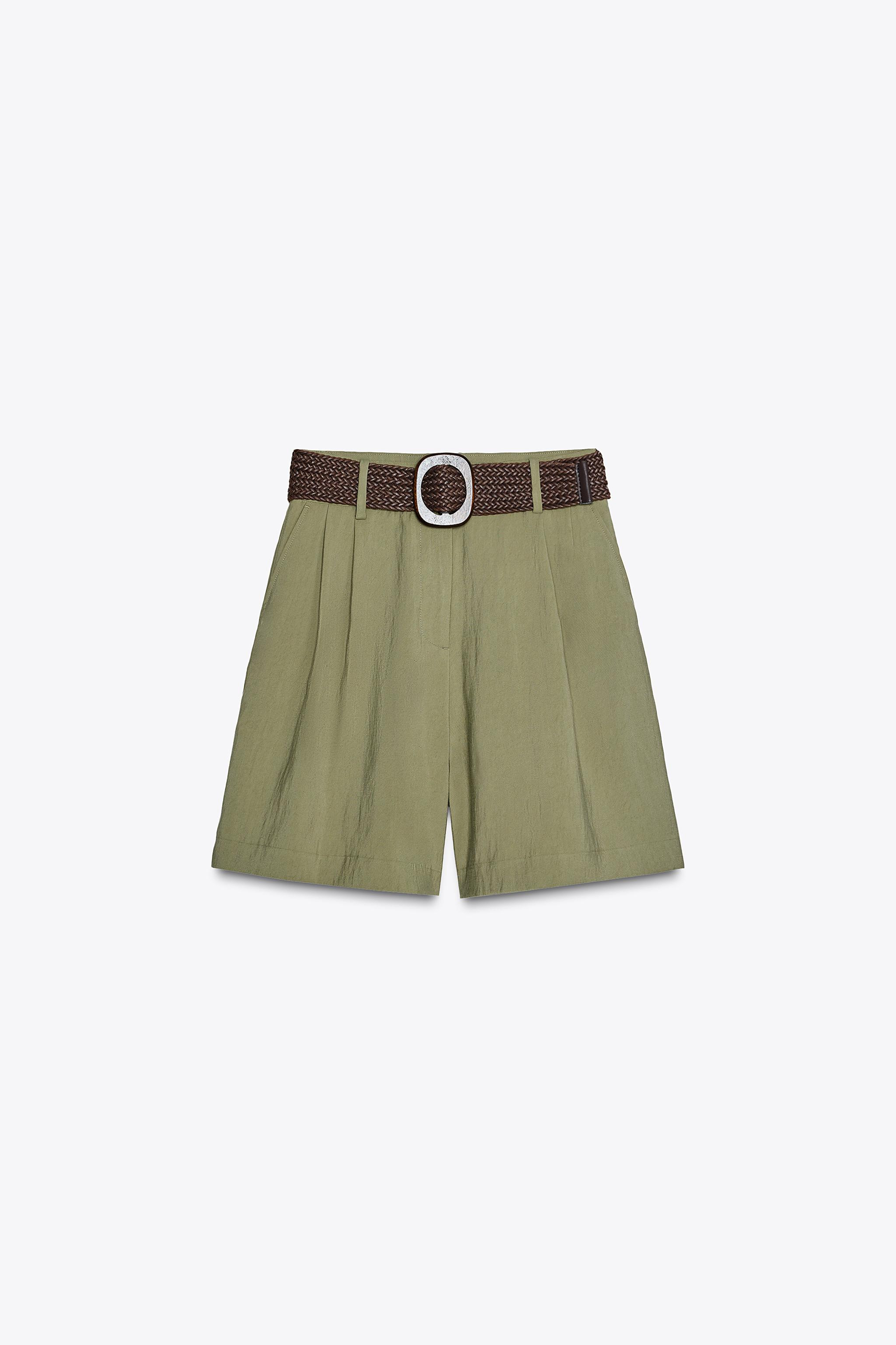 BERMUDA SHORTS WITH DARTS AND BELT | Zara UK