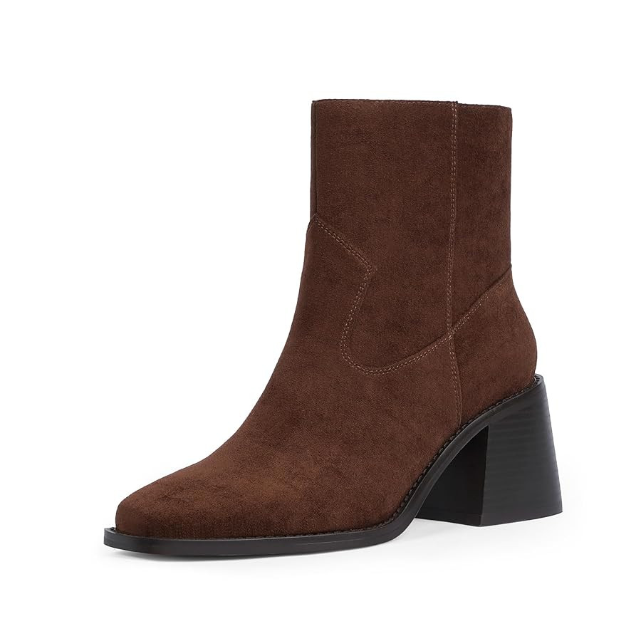 Ankle Boots for Women 2.76" Chunky Heel Square Toe Fall Winter Side Zipper Dress Ankle Booties fo... | Amazon (US)
