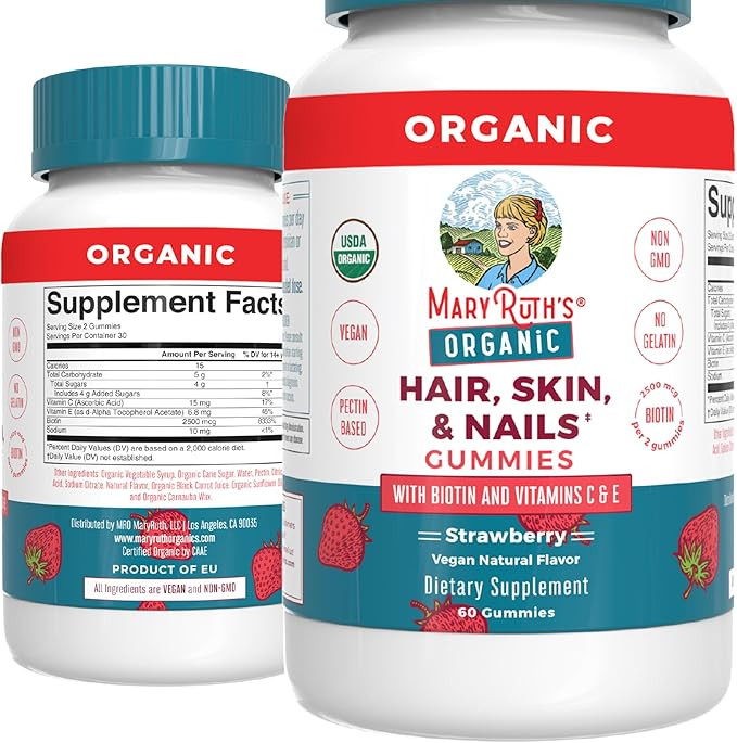 MaryRuth's Hair Skin and Nail | USDA Organic | Biotin Gummy with Vitamin C and E | for Ages 14+ |... | Amazon (US)