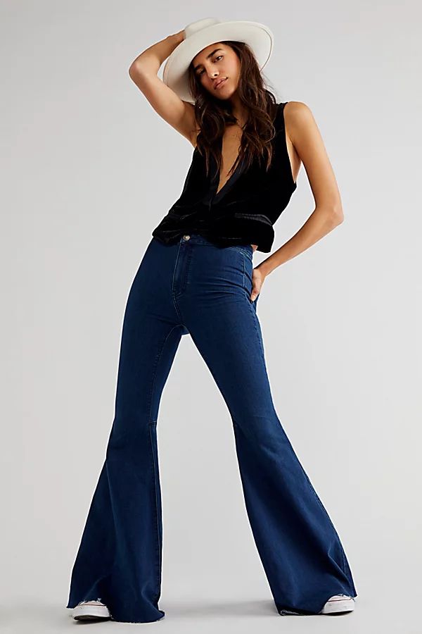 Just Float On Flare Jeans by We The Free at Free People, Rich Blue, 34 S | Free People (Global - UK&FR Excluded)