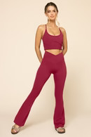 Crisscross Hourglass® Flared Leggings with Pockets - Ruby | POPFLEX