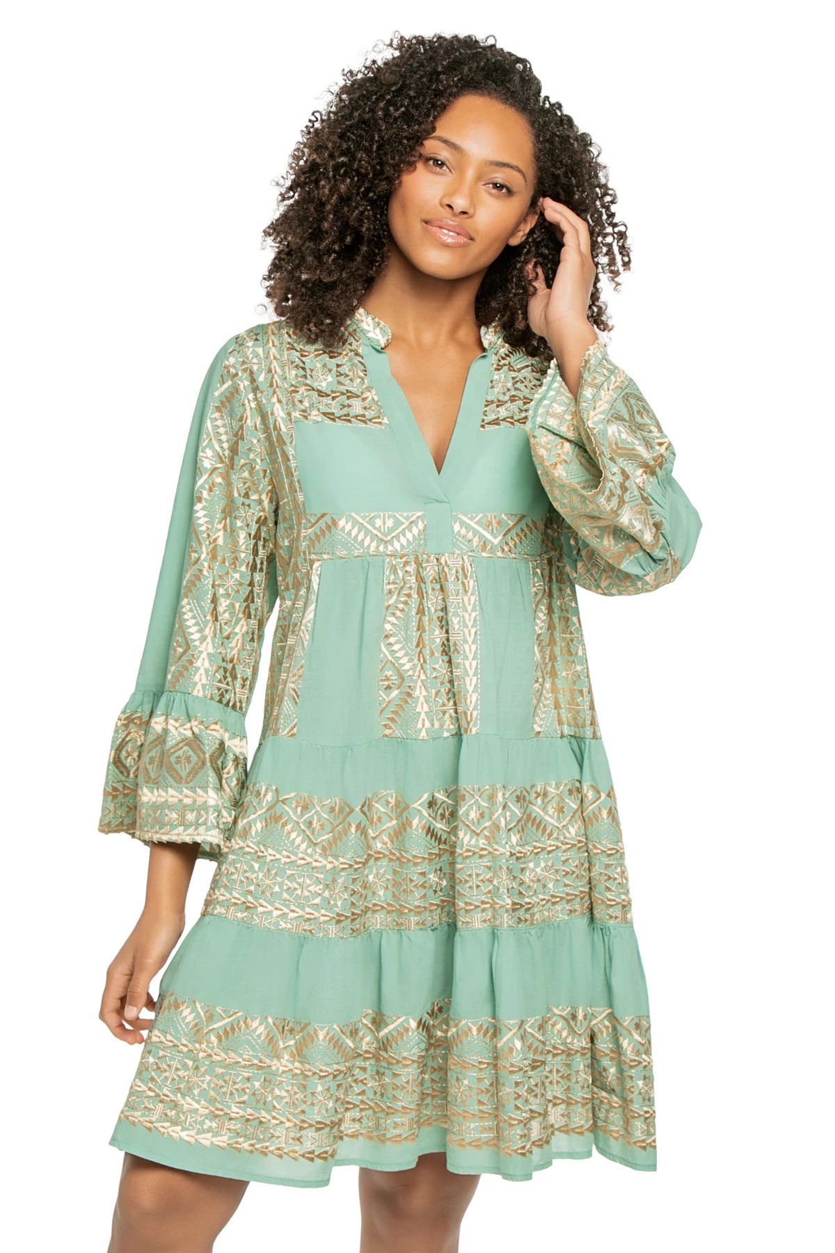 Embroidered Metallic Linen Mini Dress | Everything But Water