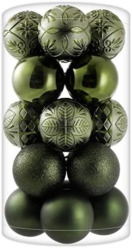 Christmas Ball Ornaments 20ct Dark Green Christmas Tree Decorations with Hang Rope-Shatterproof C... | Amazon (US)