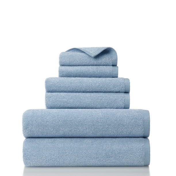 Gap Home Melange Organic Cotton 6 Piece Bath Towel Set Blue | Walmart (US)