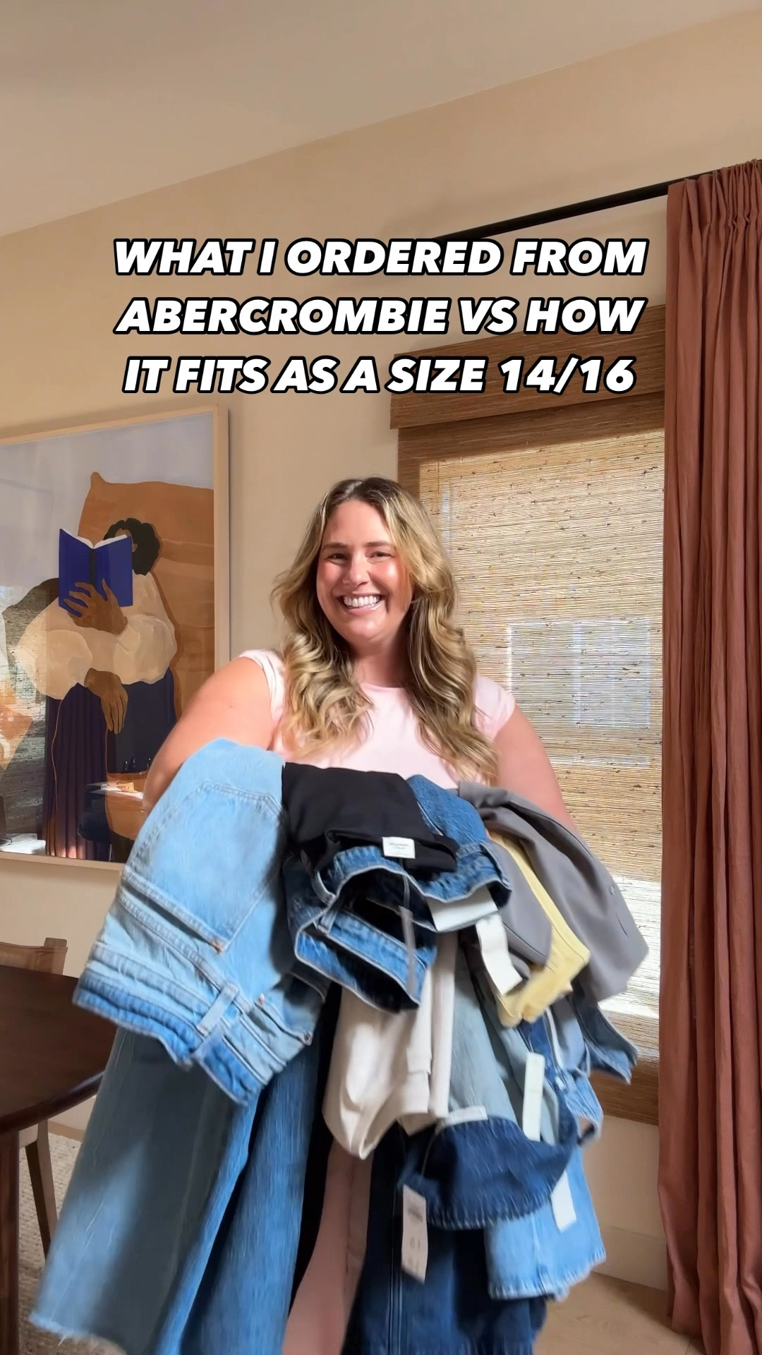 My latest Abercrombie order! I ordered the size 33 tall in all denim except for the pair that was too big, that was a size 34 tall and then all other pieces I ordered in an XL. 

#LTKMidsize #LTKVideo #LTKPlusSize