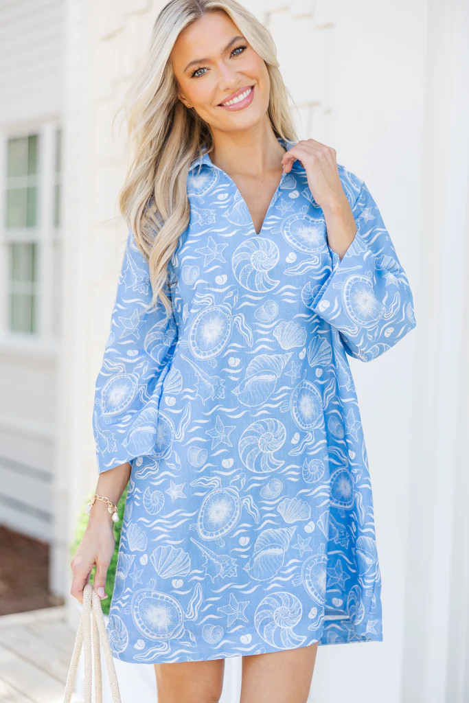 Build You Up Blue Nautical Toile Dress | The Mint Julep Boutique